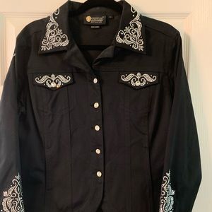 Christine Alexander Black Western Beaded Jacket size L